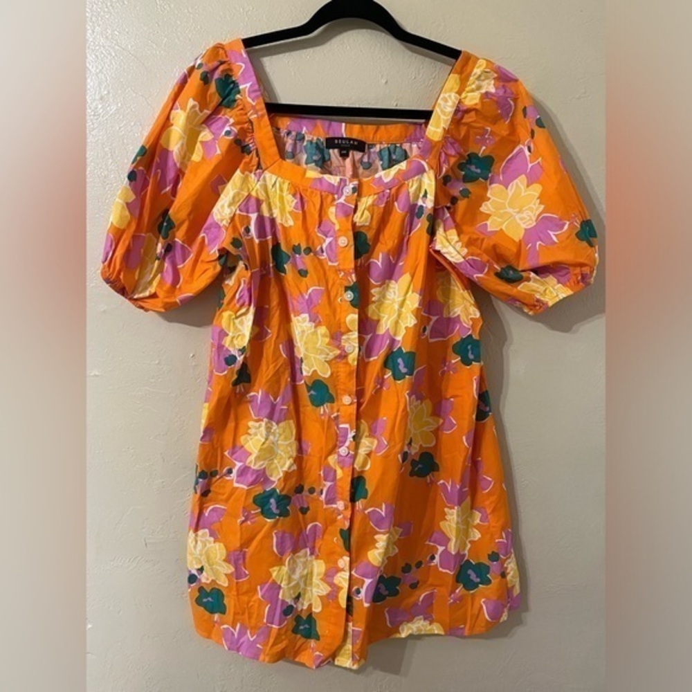 Beulah Style Babydoll Hippie boho Short Dress Floral All Over Print One Size